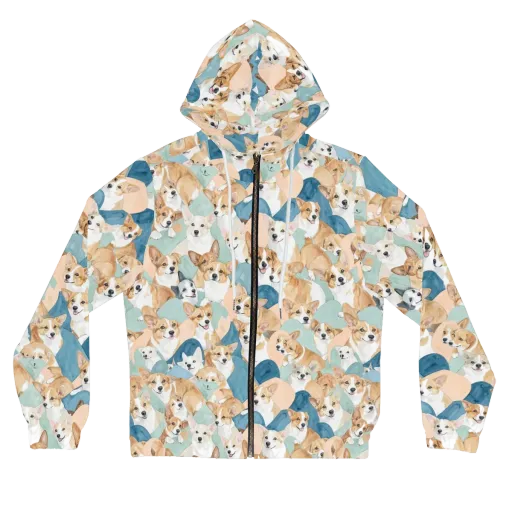 Corgi Cove on a Women's Full-Zip Hoodie
