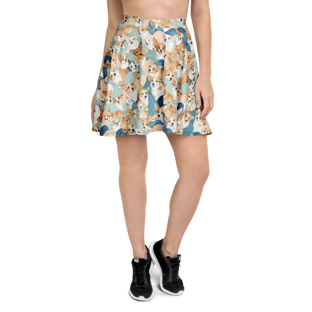 Corgi Cove on Skater Skirt — Front