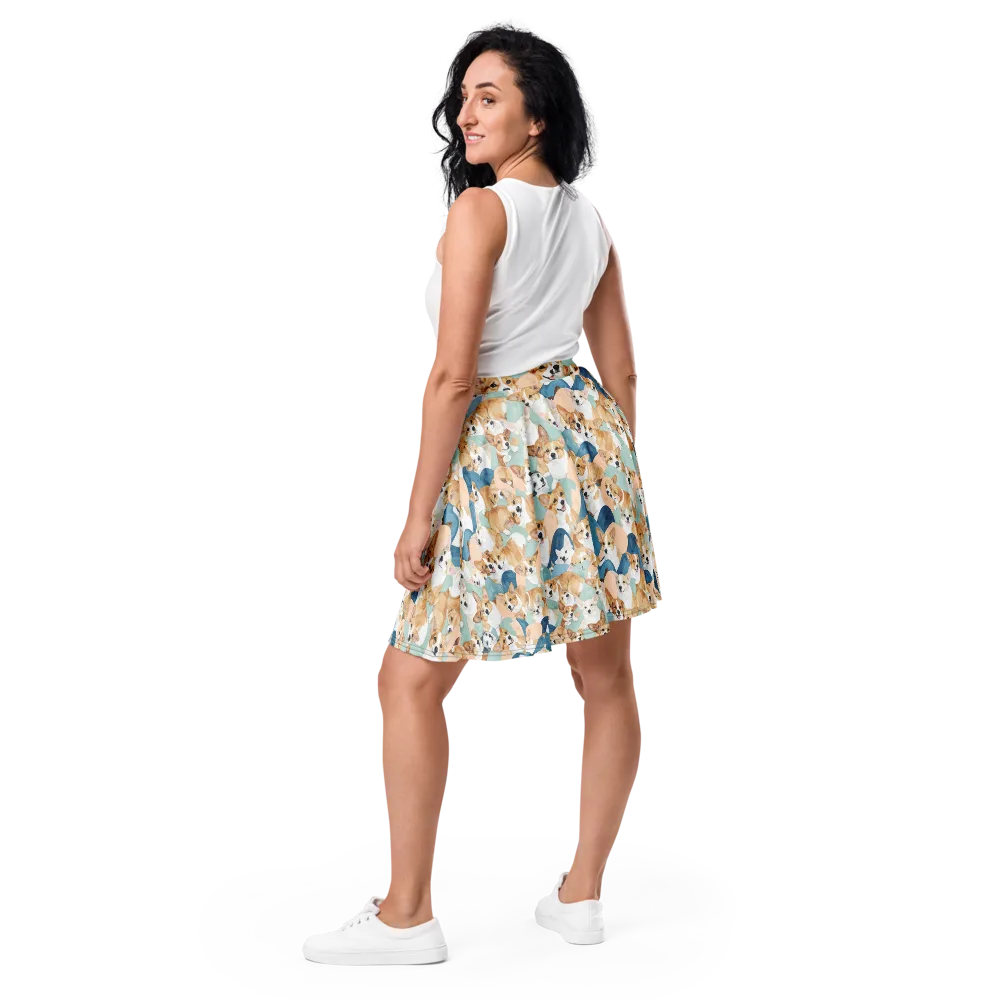 Corgi Cove on Skater Skirt — Back