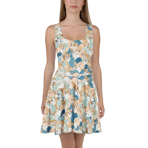 Corgi Cove on a Skater Dress