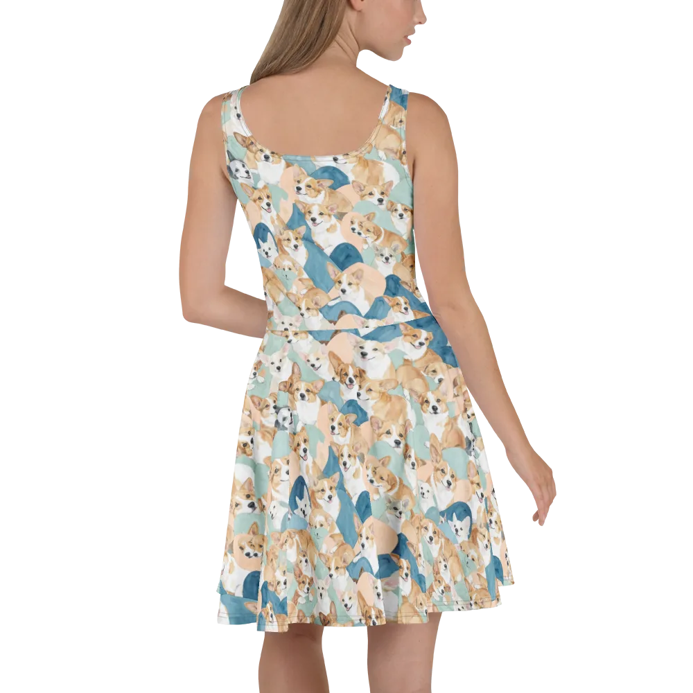 Corgi Cove on Skater Dress — Back