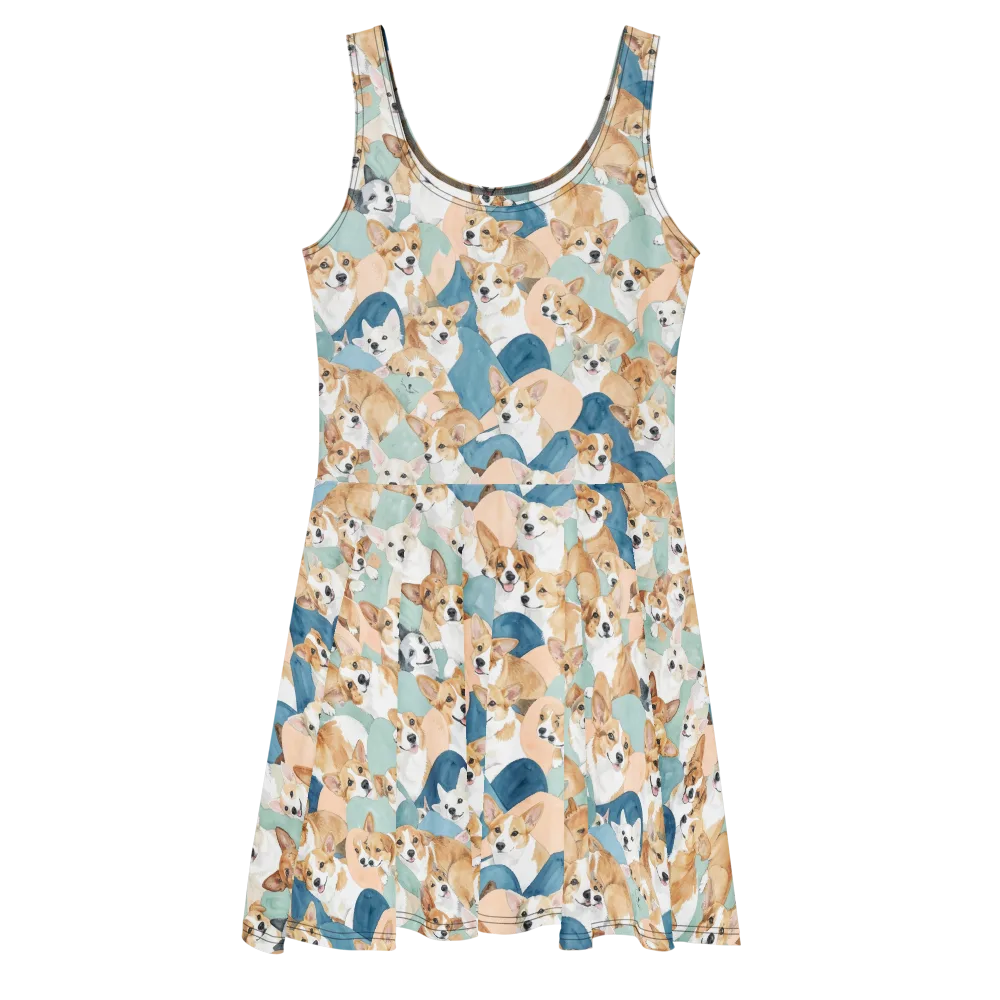 Corgi Cove on Skater Dress — Front