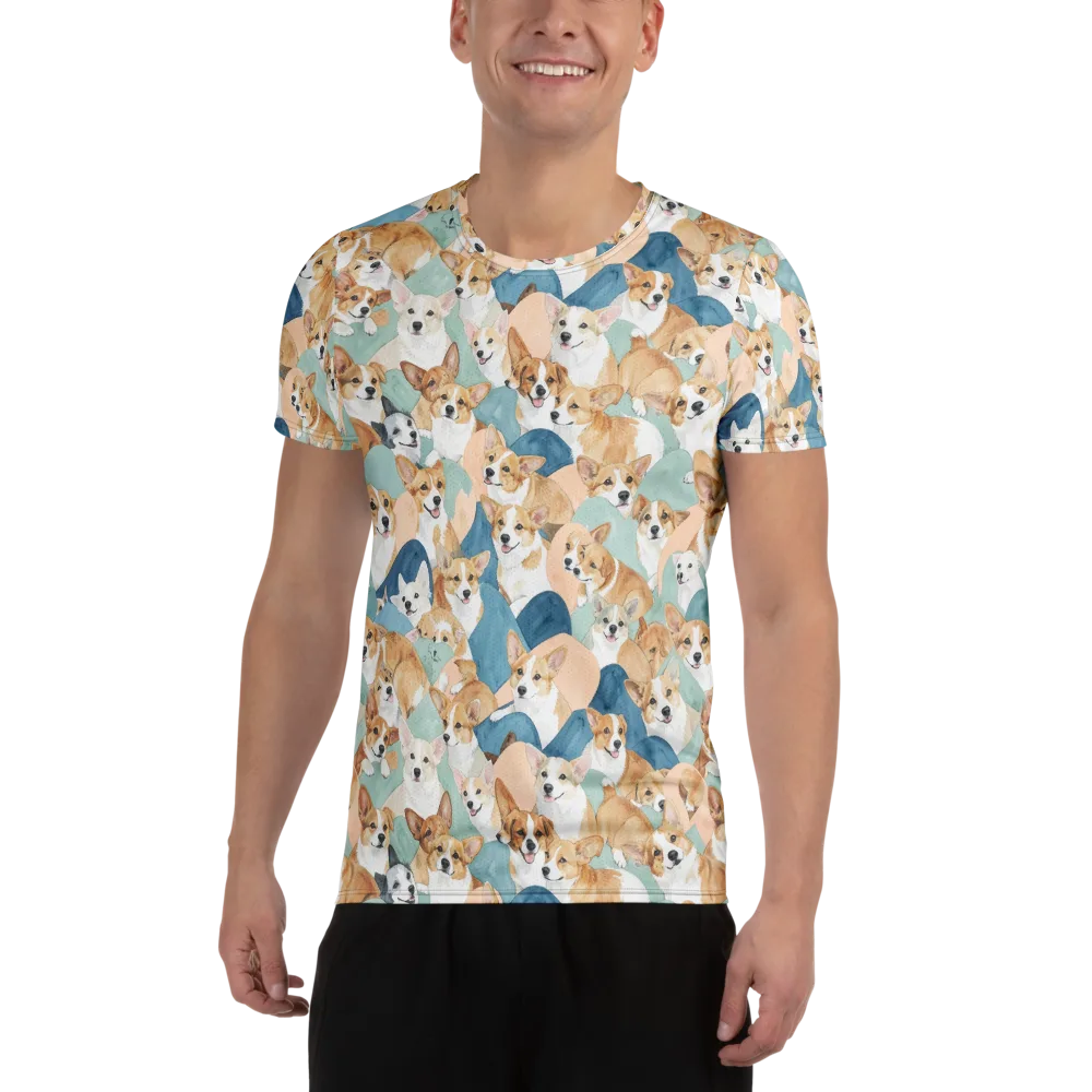 Corgi Cove on Men's Athletic T-Shirt — Front