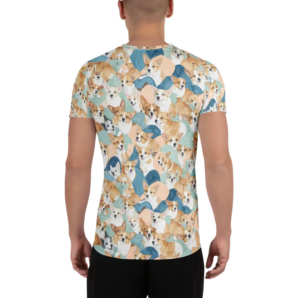 Corgi Cove on Men's Athletic T-Shirt — Back