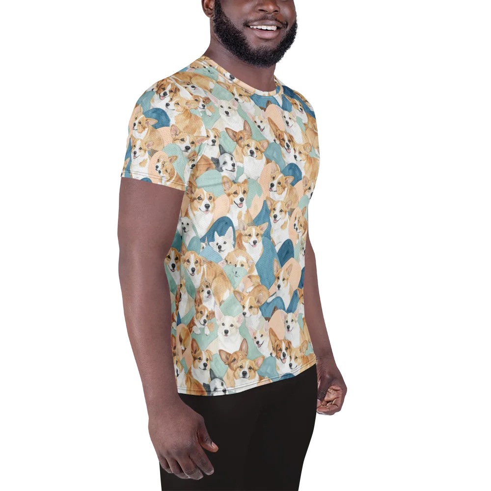 Corgi Cove on Men's Athletic T-Shirt — Right