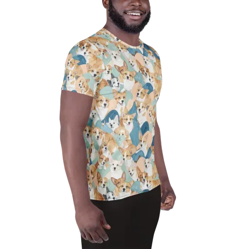 Corgi Cove on a Men's Athletic T-Shirt