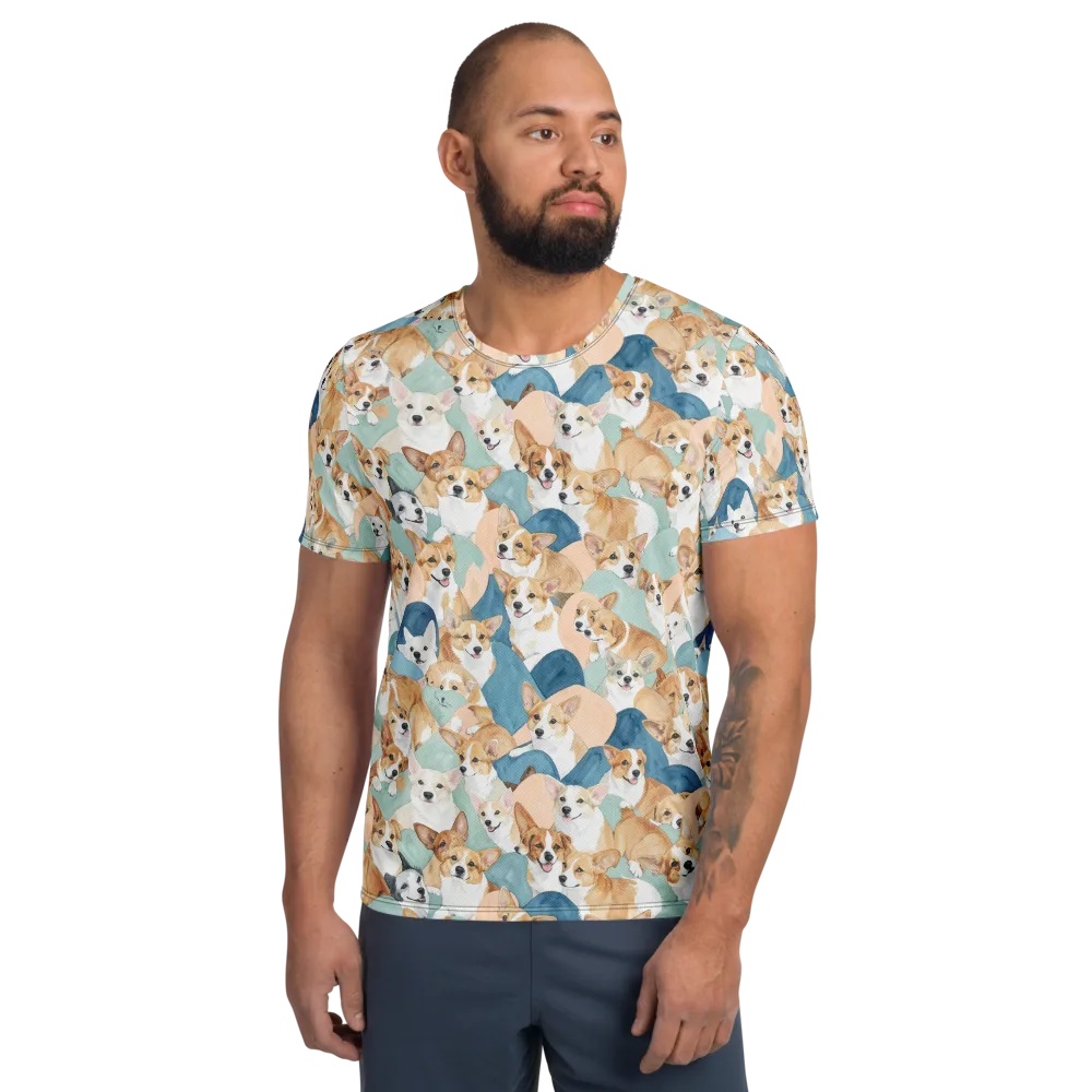 Corgi Cove on Men's Athletic T-Shirt — Front