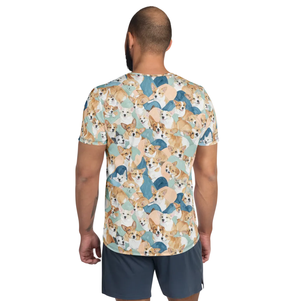 Corgi Cove on Men's Athletic T-Shirt — Back