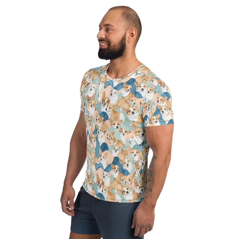 Corgi Cove on Men's Athletic T-Shirt — Left