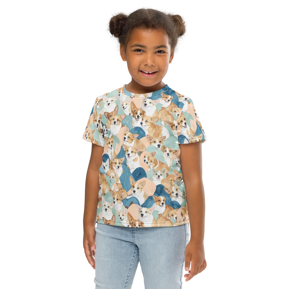 Corgi Cove on Kids Crew Neck T-Shirt — Front