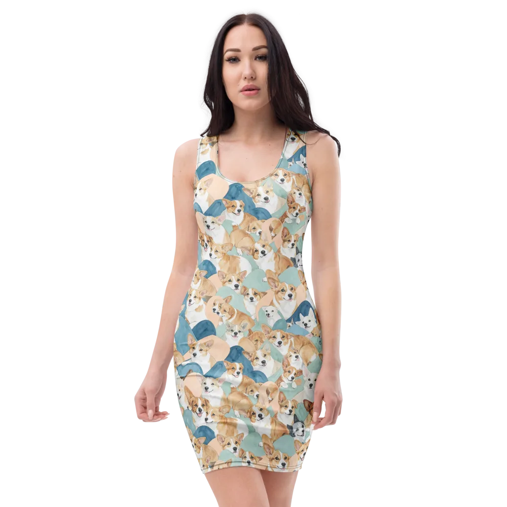 Corgi Cove on Bodycon Dress — Front