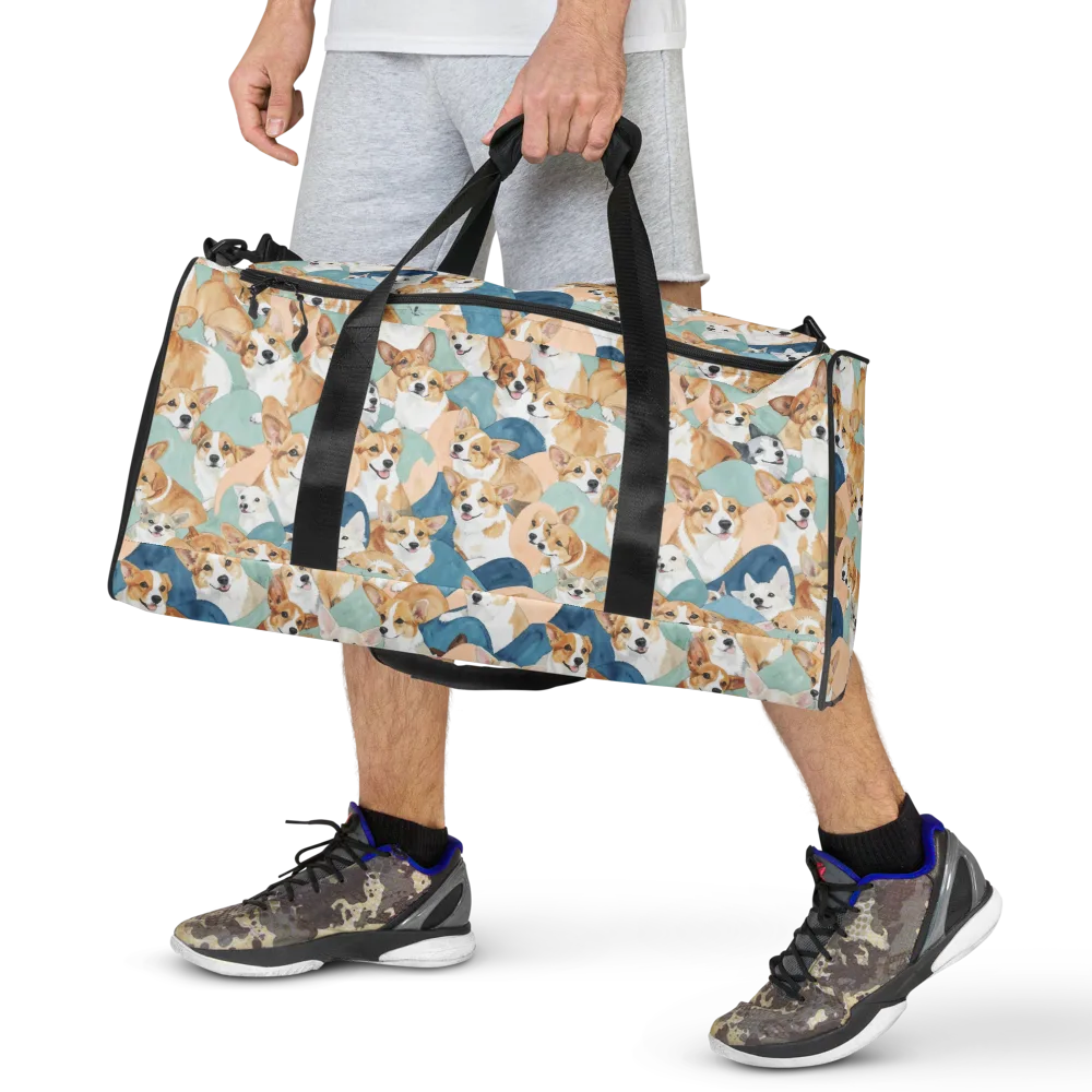 Corgi Cove on Duffle Bag — Front