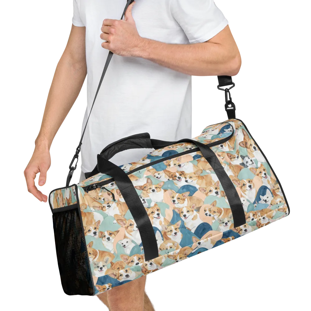Corgi Cove on Duffle Bag — Right Front