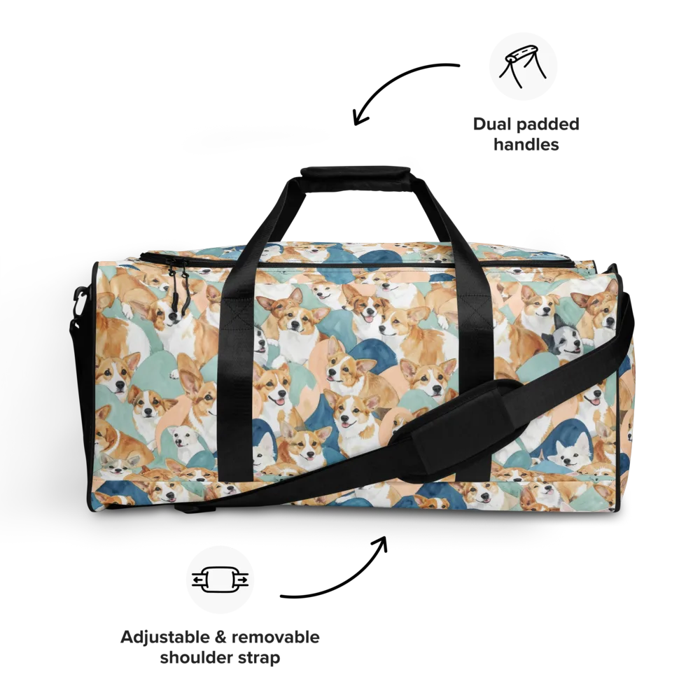 Corgi Cove on Duffle Bag — Front