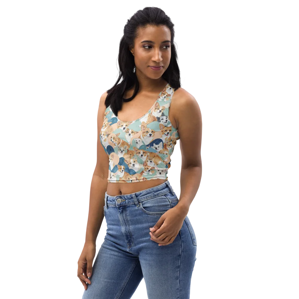 Corgi Cove on Crop Top — Left Front
