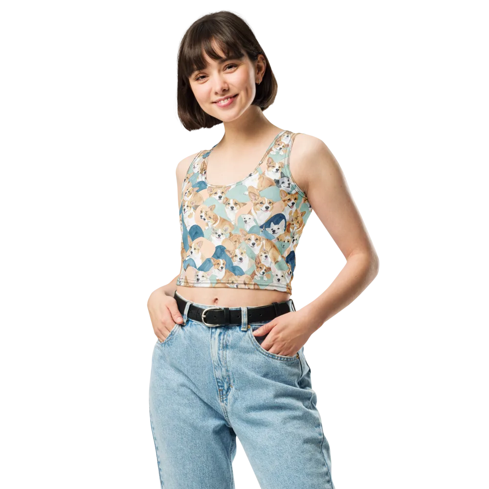 Corgi Cove on Crop Top — Front