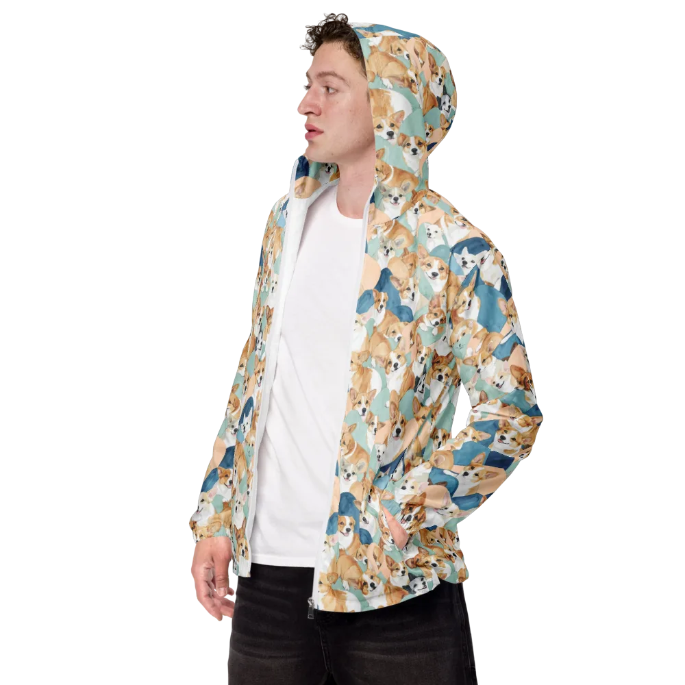 Corgi Cove on Men's Windbreaker — Left Front