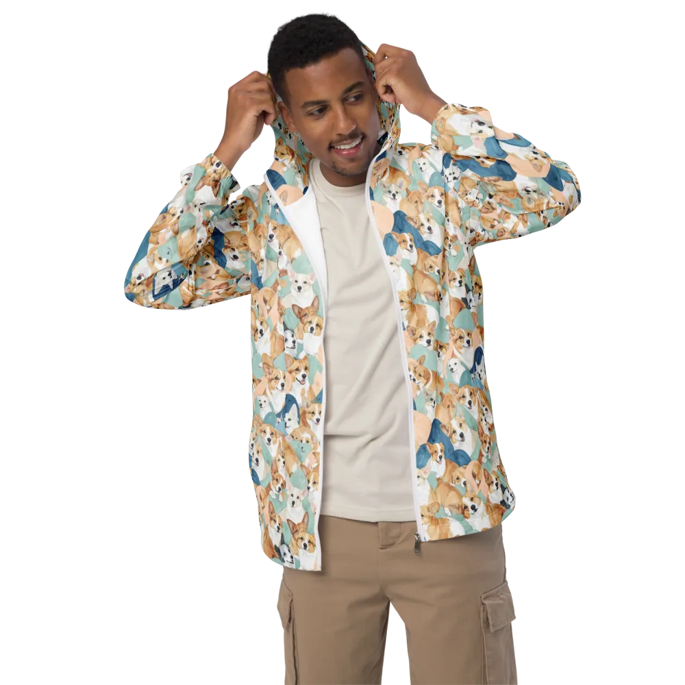 Corgi Cove on Men's Windbreaker — Front