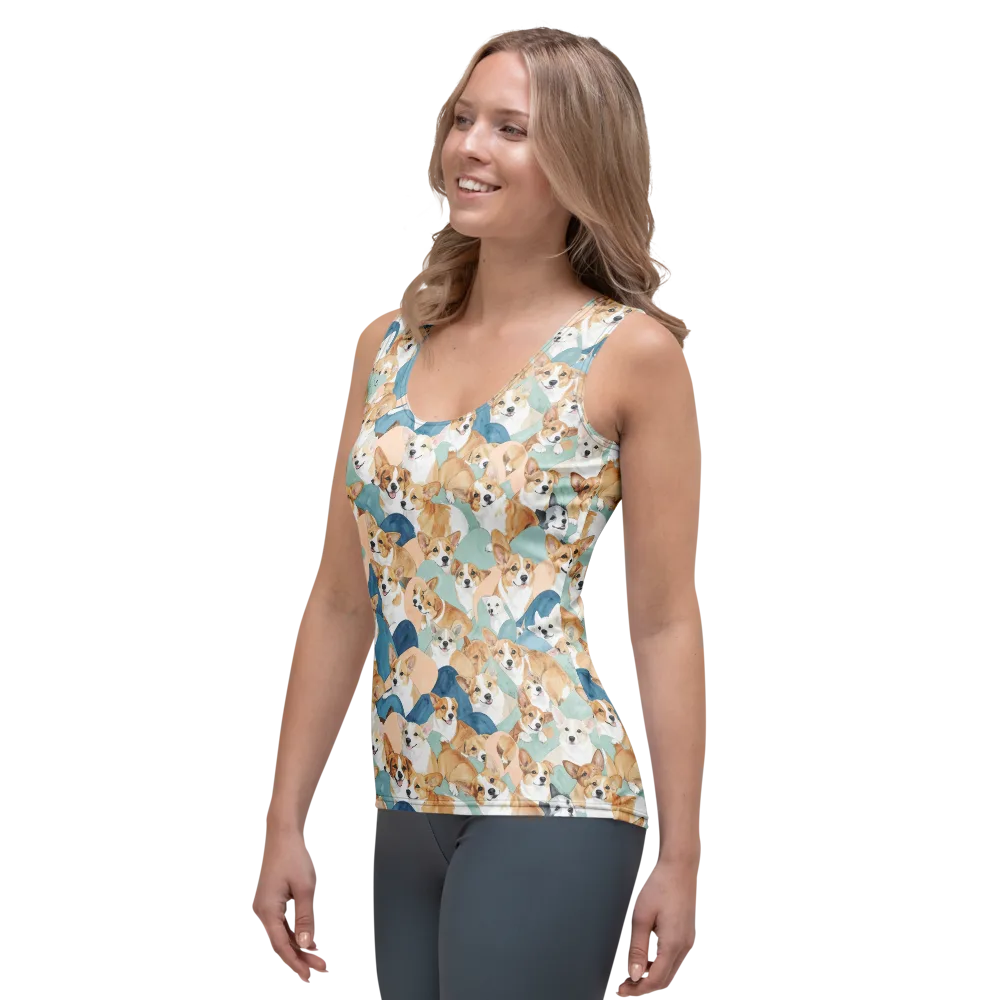 Corgi Cove on Women's Tank Top — Left Front
