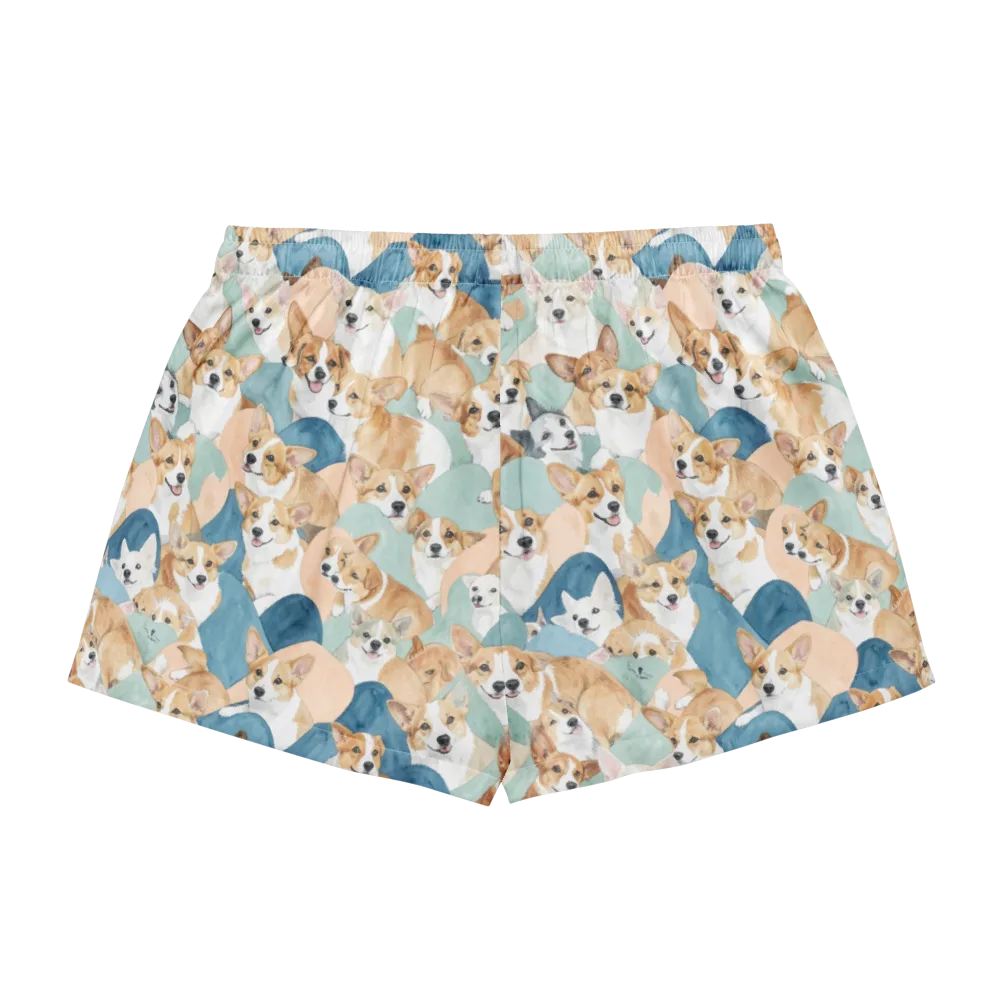 Corgi Cove on Women's Pajama Shorts — Back
