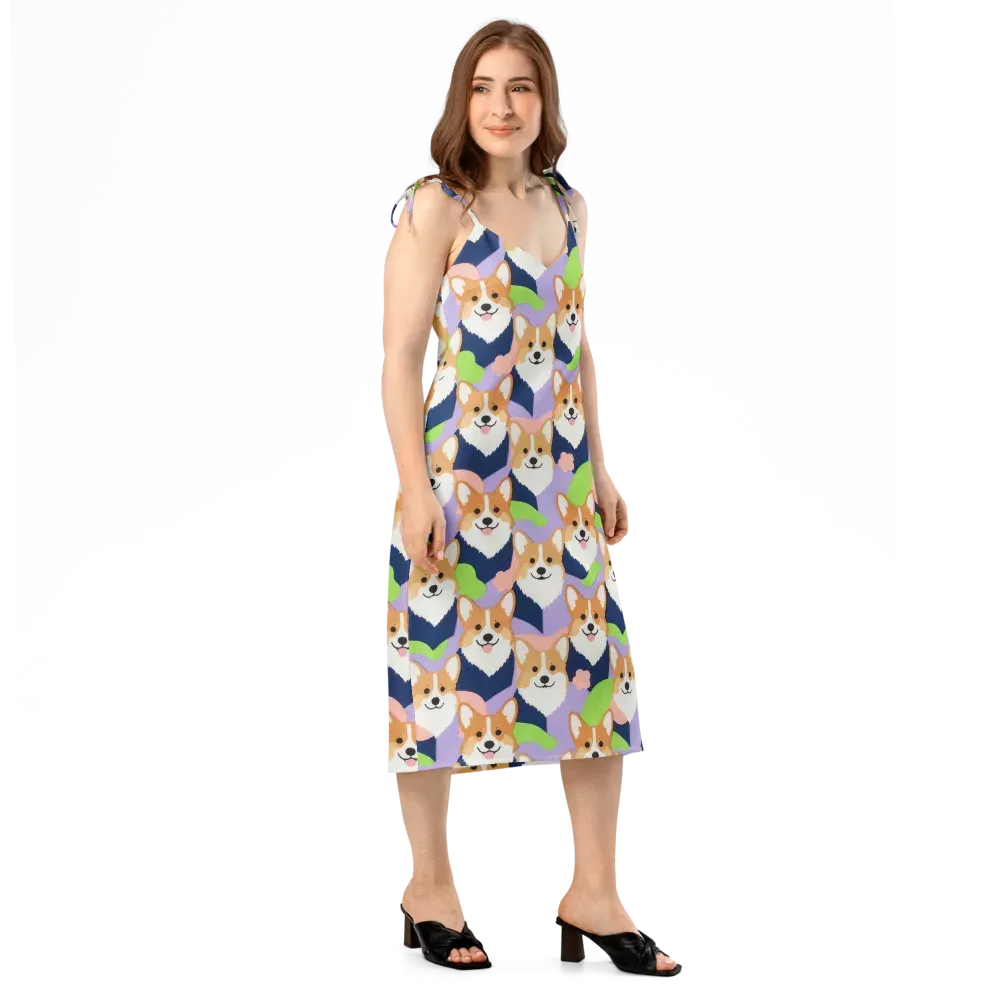 Corgi Colorwave on Slip Dress — Right Front