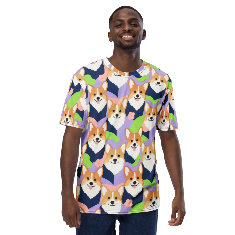 Corgi Colorwave on Men's Crew Neck T-Shirt — Front