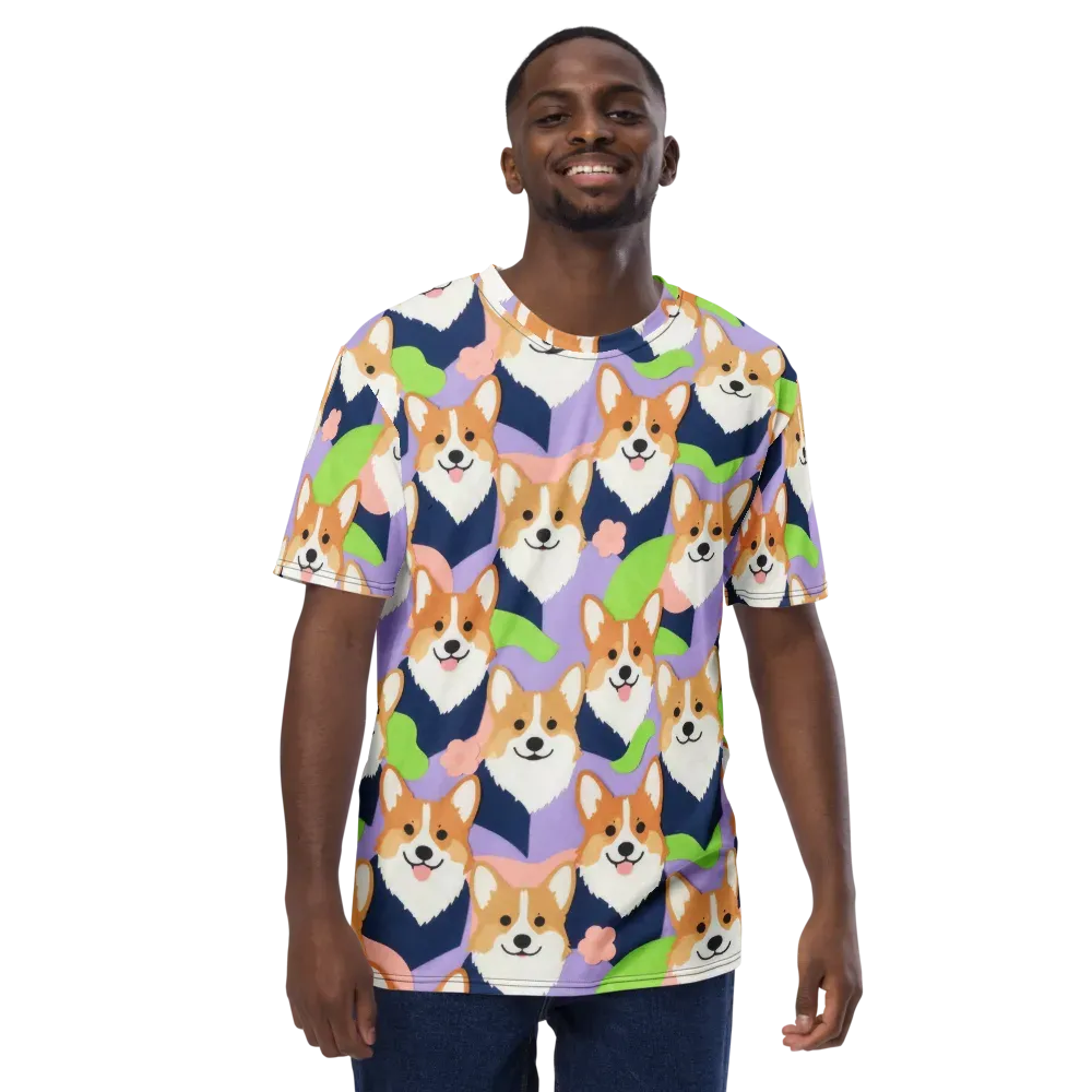 Corgi Colorwave on Men's Crew Neck T-Shirt — Front