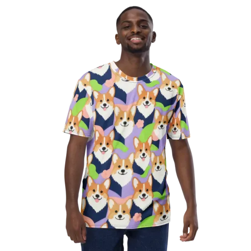 Corgi Colorwave on a Men's Crew Neck T-Shirt