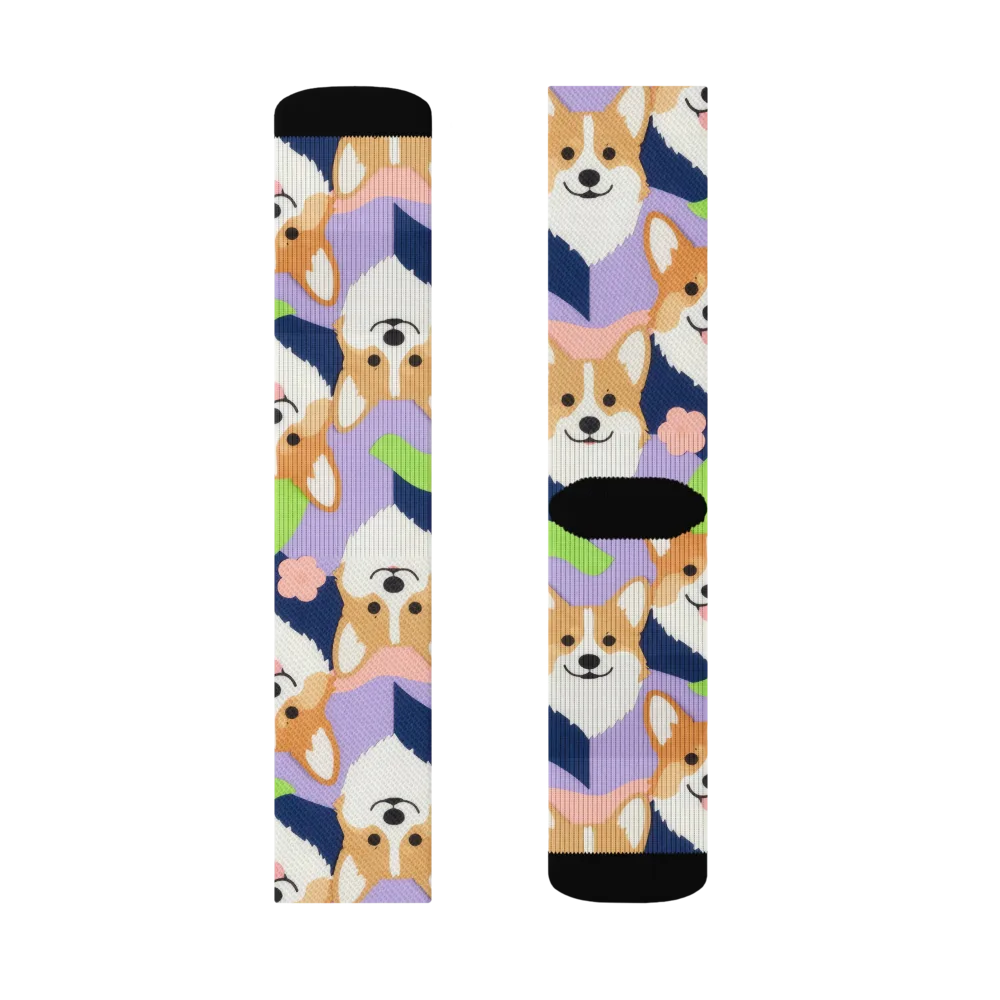 Corgi Colorwave on Socks — Left Sock