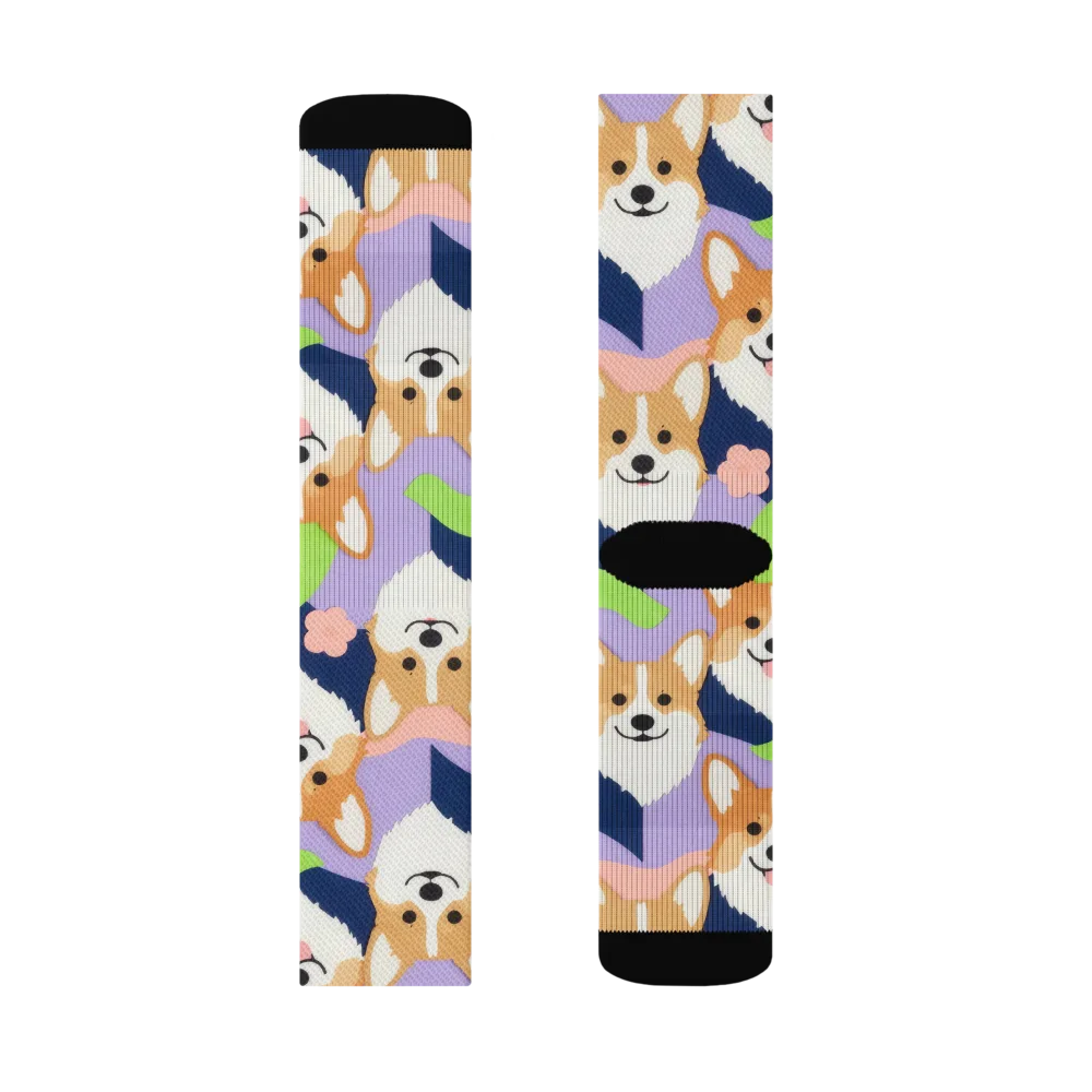 Corgi Colorwave on Socks — Right Sock