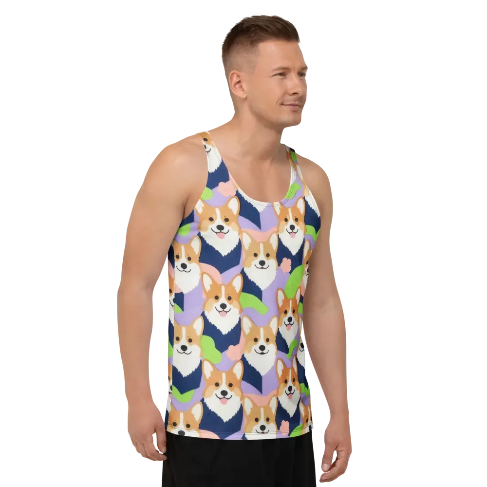 Corgi Colorwave on Men's Tank Top — Right Front