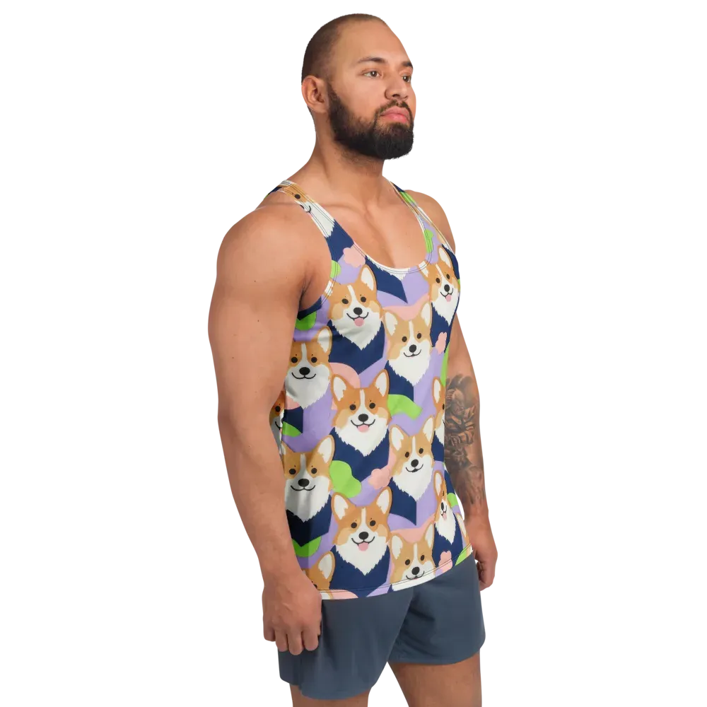 Corgi Colorwave on Men's Tank Top — Right Front
