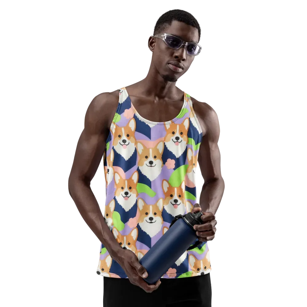 Corgi Colorwave on Men's Tank Top — Front