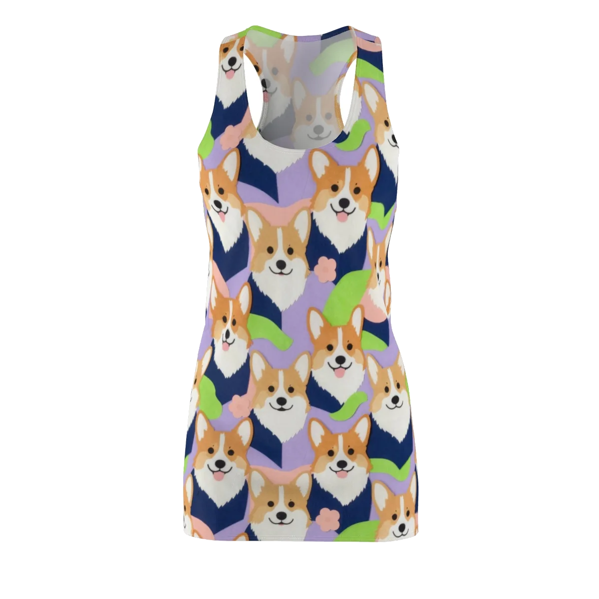 Corgi Colorwave on Racerback Dress — Front
