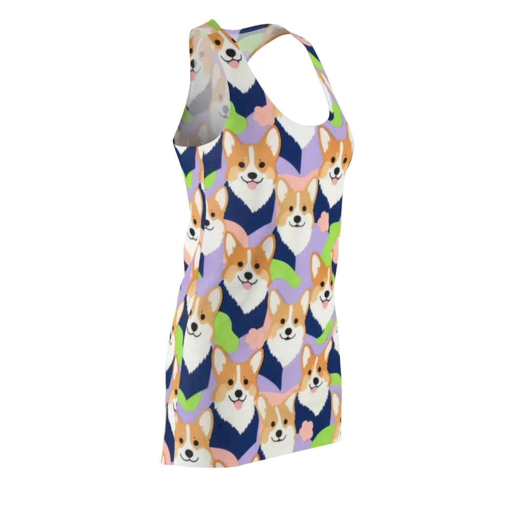 Corgi Colorwave on Racerback Dress — Front Side