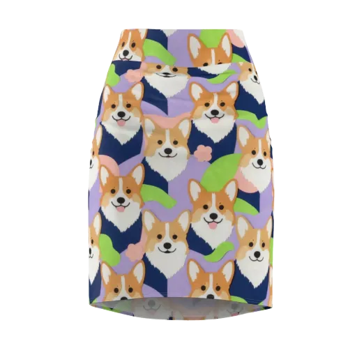 Corgi Colorwave on a Pencil Skirt