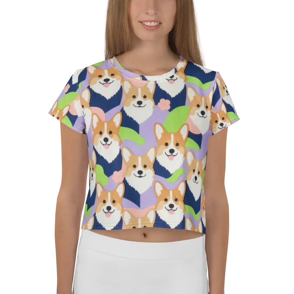 Corgi Colorwave on Crop Tee — Front