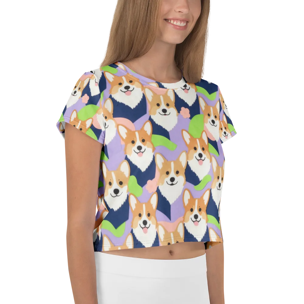 Corgi Colorwave on Crop Tee — Right