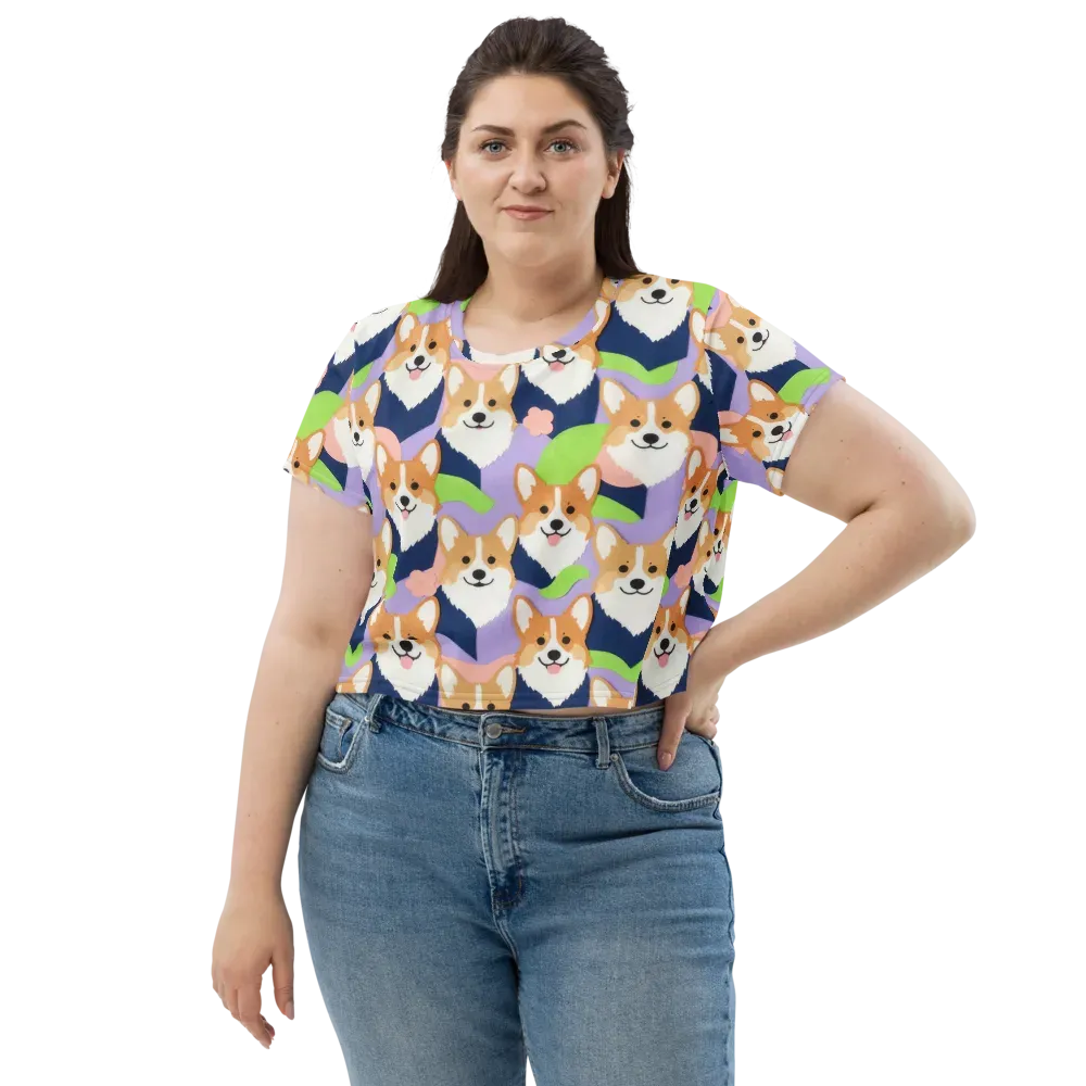 Corgi Colorwave on Crop Tee — Front