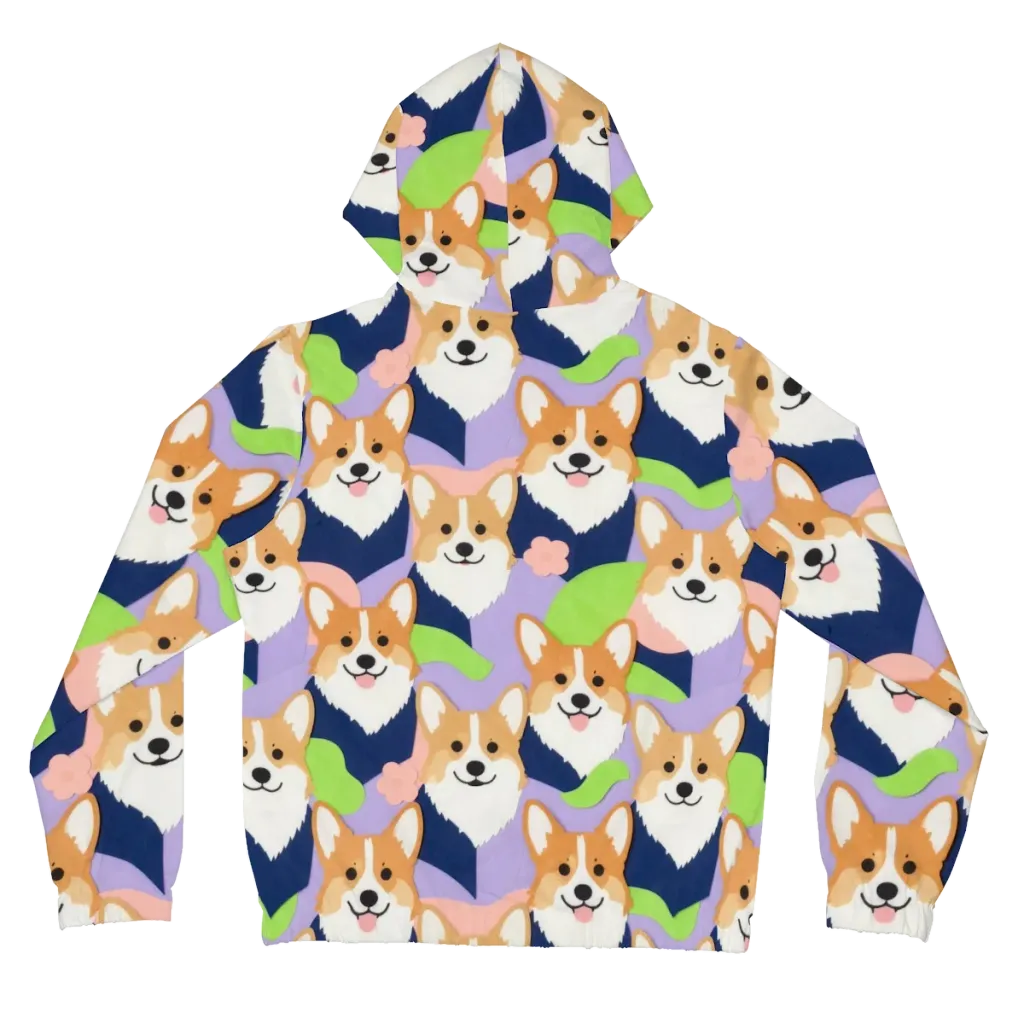Corgi Colorwave on Women's Full-Zip Hoodie — Back