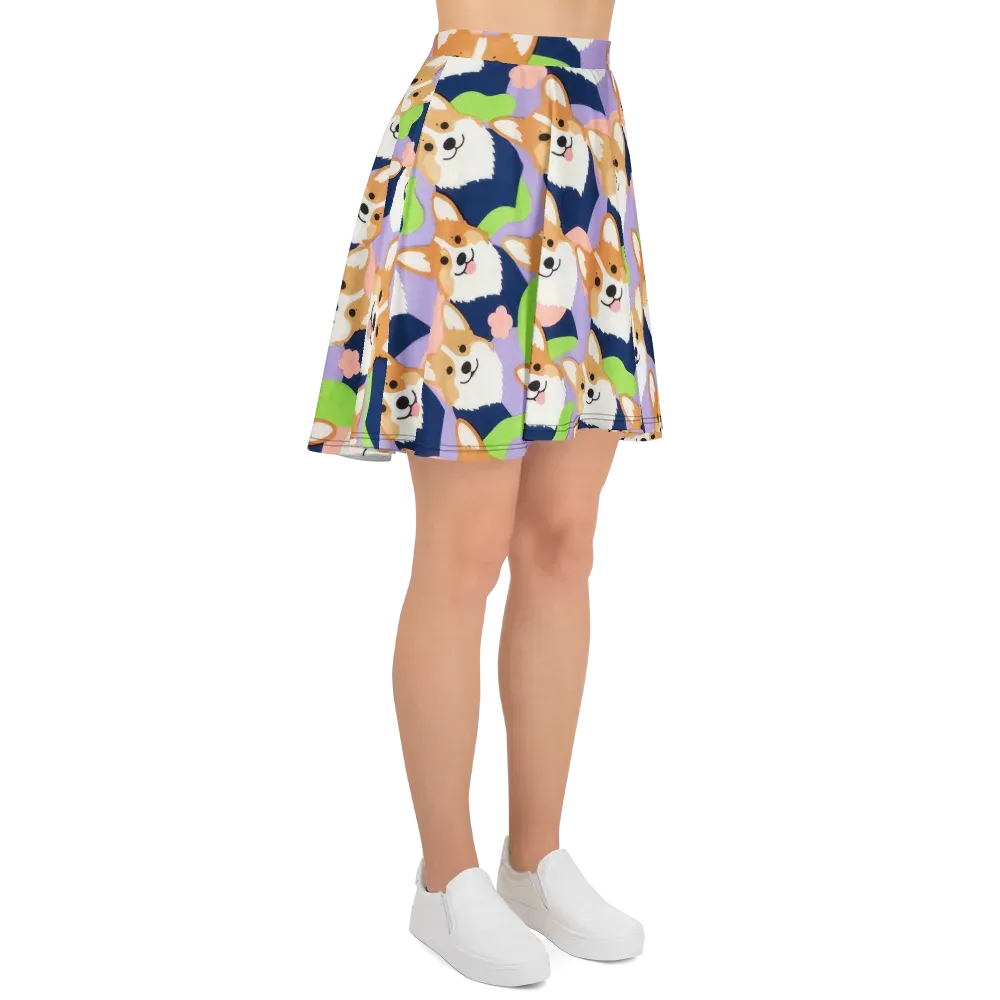 Corgi Colorwave on Skater Skirt — Right