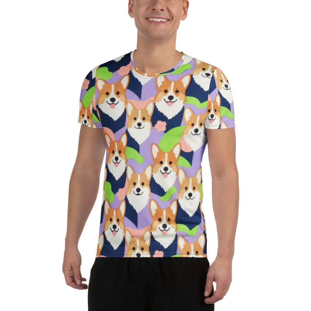 Corgi Colorwave on Men's Athletic T-Shirt — Front