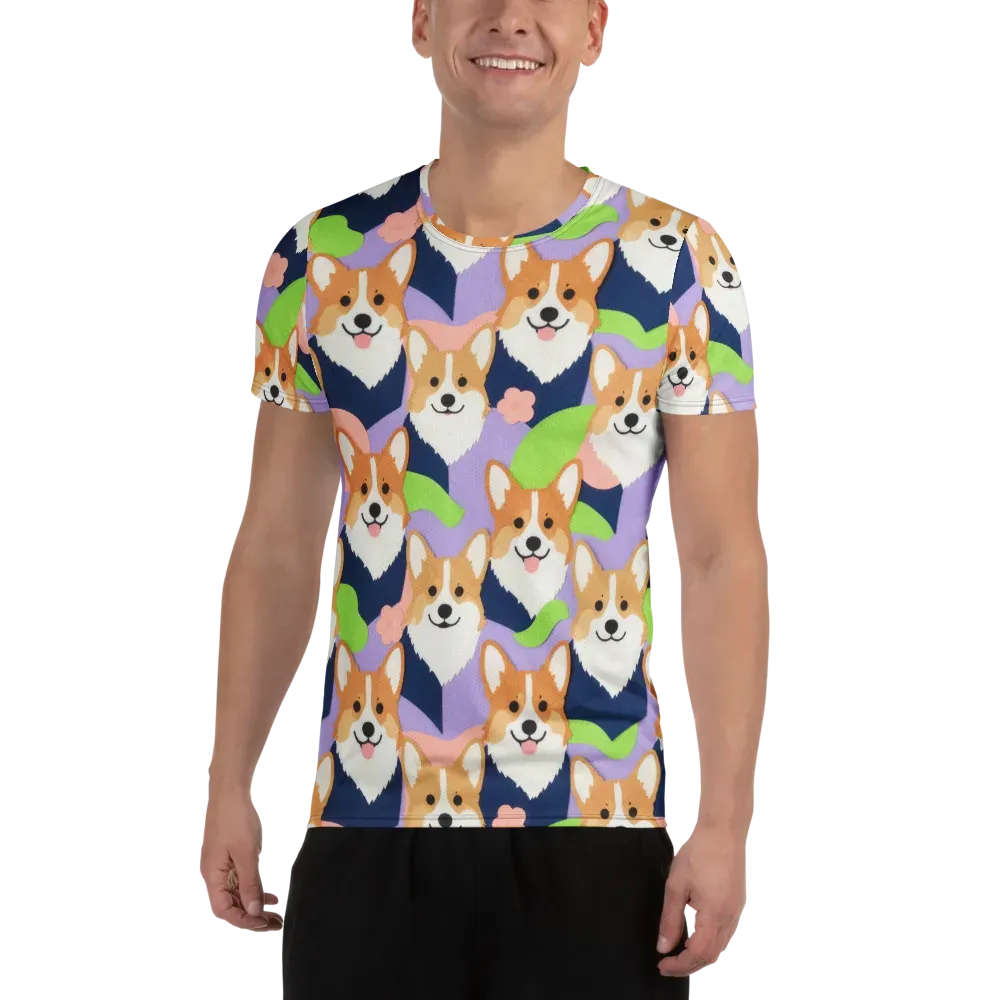 Corgi Colorwave on Men's Athletic T-Shirt — Front