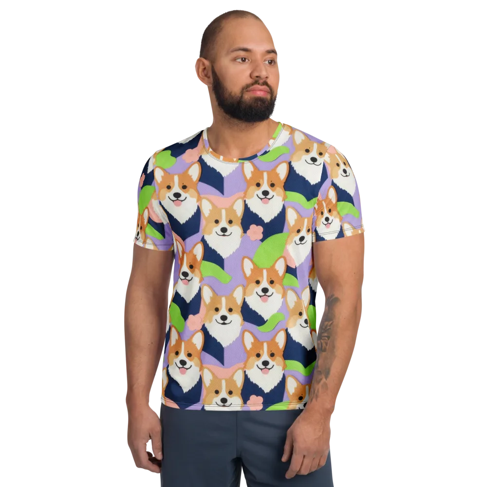 Corgi Colorwave on Men's Athletic T-Shirt — Front