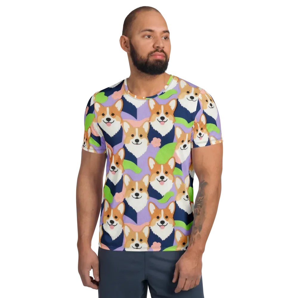 Corgi Colorwave on Men's Athletic T-Shirt — Front