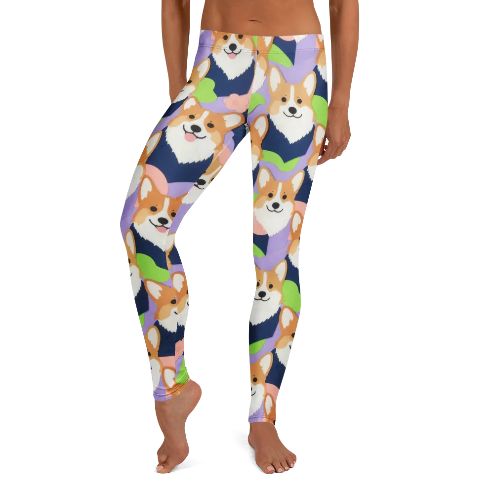 Corgi Colorwave on Leggings — Front