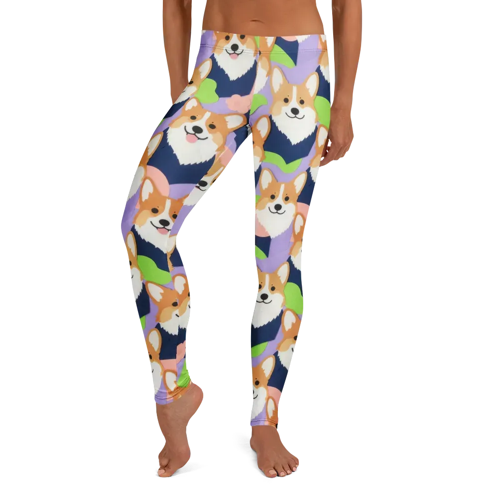 Corgi Colorwave on Leggings — Front