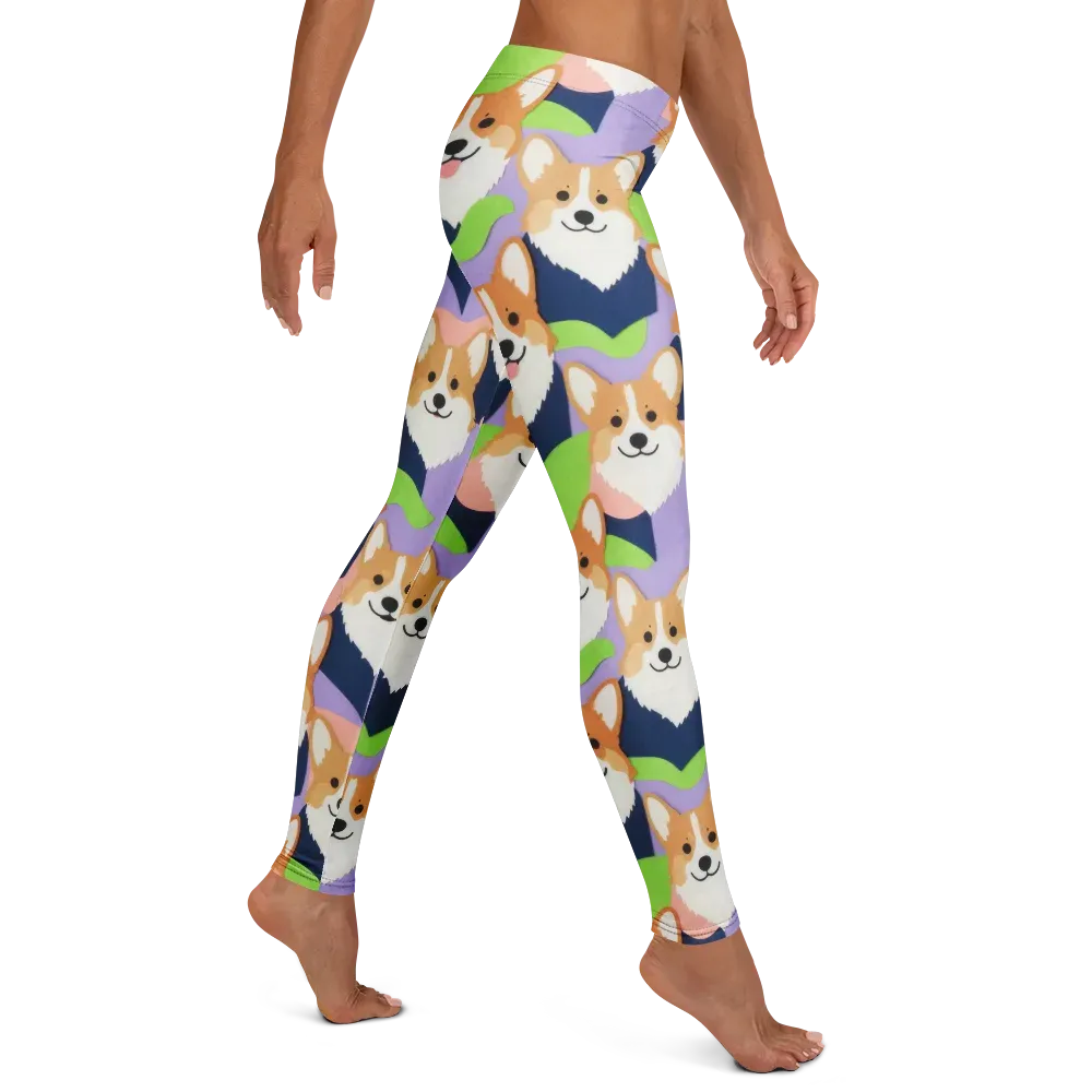 Corgi Colorwave on Leggings — Right