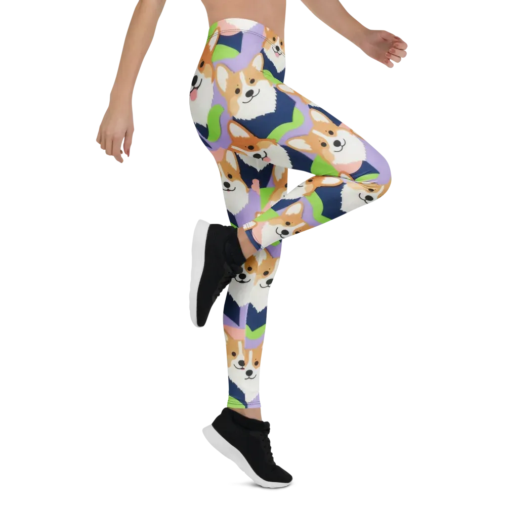 Corgi Colorwave on Leggings — Right