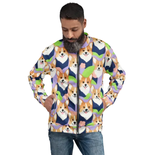 Corgi Colorwave on a Bomber Jacket